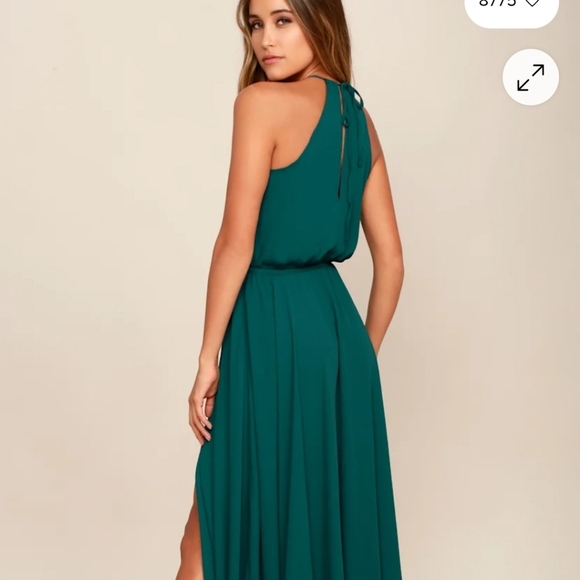 Lulu's Women's Teal Halter Maxi Fairy Whimsical Forest Bridesmaid Dress. Size M - Picture 2 of 9